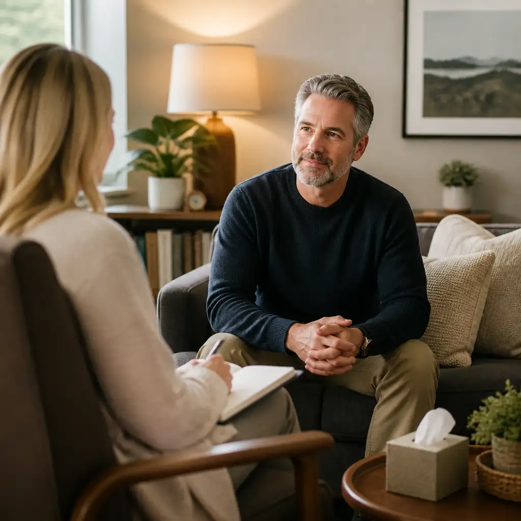 Meeting with a client in a therapy session