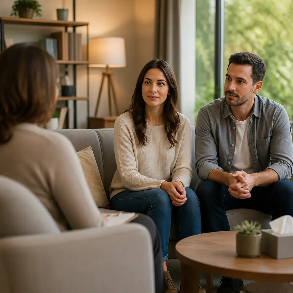 A couple meets with a couples therapy counselor in Franklin