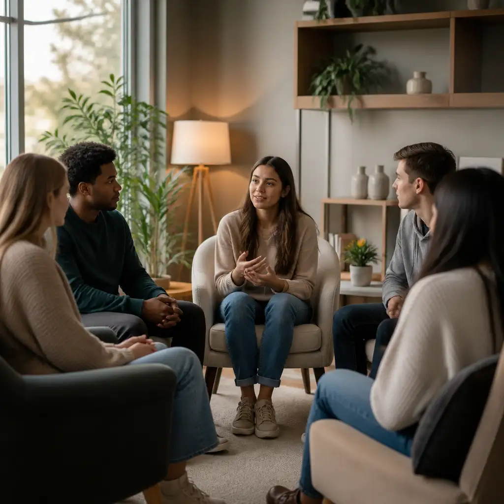 Student group therapy meeting
