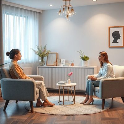 Therapist and client in one-on-one counseling session