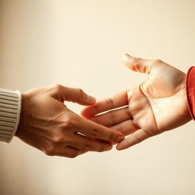 Two hands reaching out for connection.